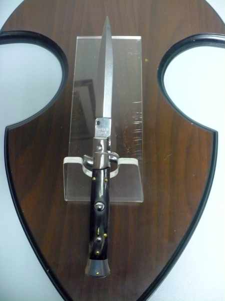 Frank Beltrame , italian stiletto , pugnale - 23 cm , corno di bufalo scuro,lama dagger , modello FB 23/58D -19