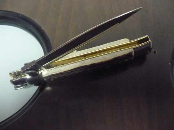 Coltello a scatto - pugnale -Frank Beltrame - italian stiletto 23 cm - corno di cervo / deer horn- lama dagger-  FB 23/63D - 2