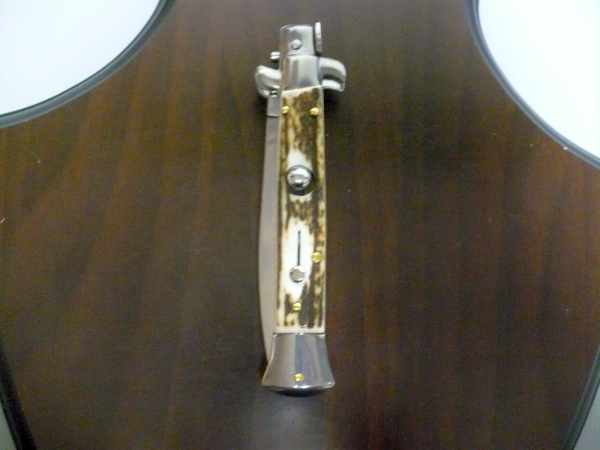 Coltello a scatto - pugnale -Frank Beltrame - italian stiletto 23 cm - corno di cervo / deer horn - lama dagger  FB 23/63D- 7