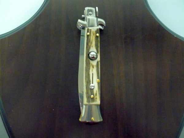 Coltello a scatto - pugnale -Frank Beltrame - italian stiletto 23 cm - corno di cervo / deer horn- lama dagger-  FB 23/63D - 2