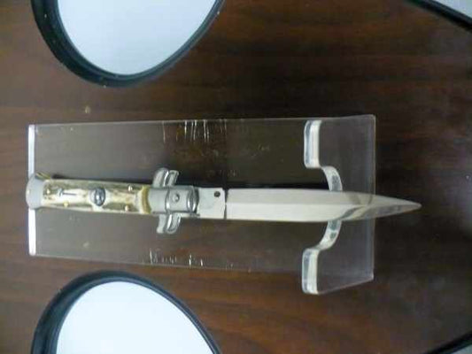 Coltello a scatto - pugnale -Frank Beltrame - italian stiletto 23 cm - corno di cervo / deer horn- lama dagger-  FB 23/63D - 2