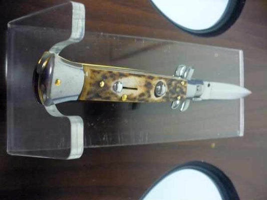 Coltello a scatto - pugnale -Frank Beltrame - italian stiletto 23 cm- lama dagger - corno di cervo / deer horn - FB 23/63D - 8