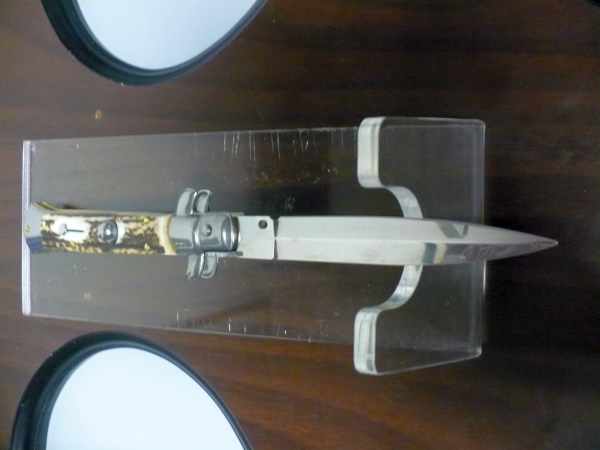 Coltello a scatto - pugnale -Frank Beltrame - italian stiletto 23 cm - corno di cervo / deer horn - lama dagger  FB 23/63D- 7