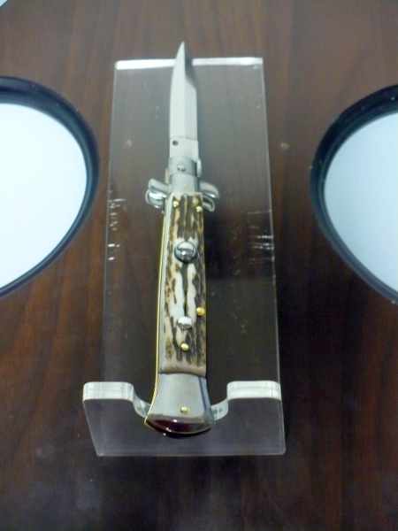 Coltello a scatto - pugnale -Frank Beltrame - italian stiletto 23 cm - lama dagger- corno di cervo / deer horn -  FB 23/63D - 3