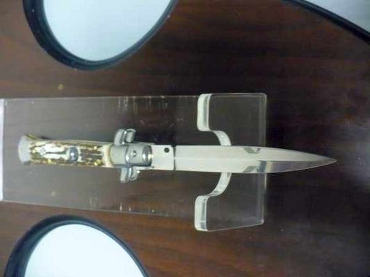Coltello a scatto - pugnale -Frank Beltrame - italian stiletto 23 cm - lama dagger- corno di cervo / deer horn -  FB 23/63D - 3