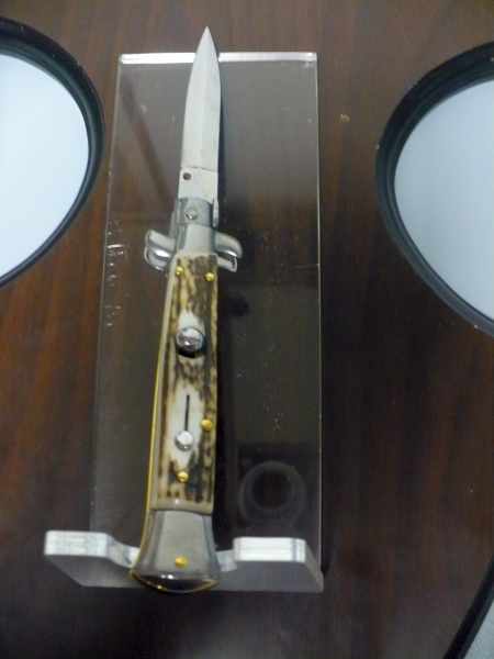 Coltello a scatto - pugnale -Frank Beltrame - italian stiletto 23 cm - corno di cervo / deer horn - lama dagger  FB 23/63D- 7