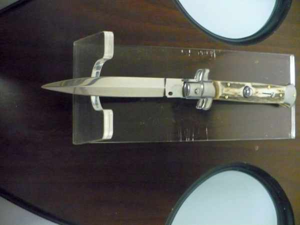 Coltello a scatto - pugnale -Frank Beltrame - italian stiletto 23 cm - corno di cervo / deer horn- lama dagger-  FB 23/63D - 2