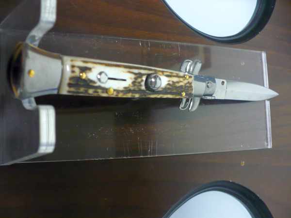 Coltello a scatto - pugnale -Frank Beltrame - italian stiletto 23 cm - corno di cervo / deer horn - lama dagger  FB 23/63D- 7