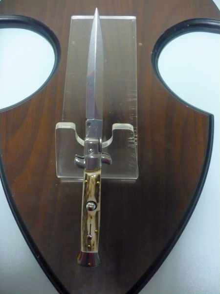 Coltello a scatto - pugnale -Frank Beltrame - italian stiletto 23 cm - corno di cervo / deer horn- lama dagger-  FB 23/63D - 2