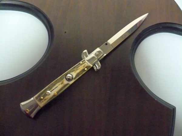 Coltello a scatto - pugnale -Frank Beltrame - italian stiletto 23 cm - corno di cervo / deer horn- lama dagger-  FB 23/63D - 2