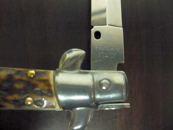 Coltello a scatto - pugnale -Frank Beltrame - italian stiletto 23 cm- lama dagger - corno di cervo / deer horn - FB 23/63D - 8