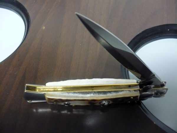 Coltello a scatto - pugnale -Frank Beltrame - italian stiletto 23 cm- lama dagger - corno di cervo / deer horn - FB 23/63D - 8