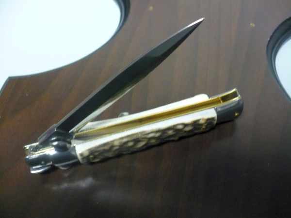 Coltello a scatto - pugnale -Frank Beltrame - italian stiletto 23 cm - corno di cervo / deer horn - lama dagger  FB 23/63D- 7