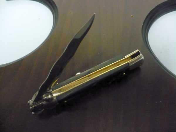Picklock - Frank Beltrame - Italian stiletto -pugnale 23cm, lama kriss- corno di bufalo scuro FB  P23/58- 10