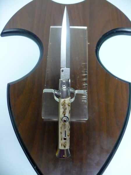 Coltello a scatto - pugnale -Frank Beltrame - italian stiletto 23 cm - corno di cervo / deer horn - lama dagger  FB 23/63D- 1