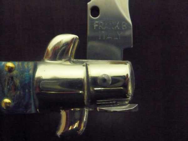 Picklock - Frank Beltrame - Italian stiletto -pugnale 23cm, lama kriss- legno di radica colorata blu FB  P23/98 - 11