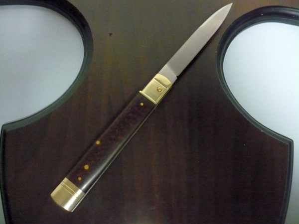 Slim Leverlock 23cm AKC-WORLD- snake wood - legno di serpente , lama damascus , modello AKCW-LEV23-SW-DAM