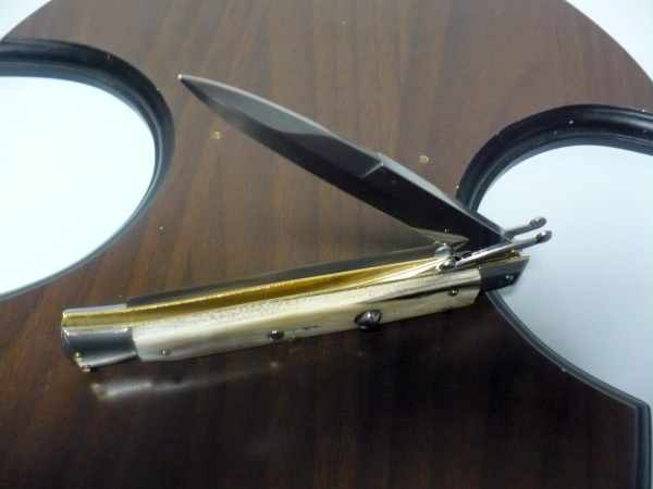 Swinguard Frank Beltrame - italian stiletto 28 cm - bufalo bicolore / two-tone buffalo horn - baionetta  FB 550/48/58BB