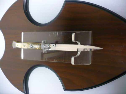 Frank Beltrame - italian stiletto, coltello a scatto, 28 cm -bufalo chiaro, lama baionetta FB 28/48B- 3