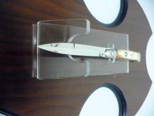 Frank Beltrame - italian stiletto, coltello a scatto, 28 cm -bufalo chiaro, lama baionetta FB 28/48B- 5