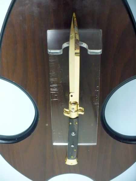 Frank Beltrame , italian stiletto placcato d'oro, pugnale - 28 cm , corno di bufalo, baionetta, modello FB 28/58B -5
