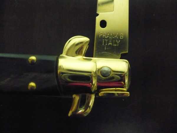 Frank Beltrame , italian stiletto placcato d'oro, pugnale - 28 cm , corno di bufalo, baionetta, modello FB 28/58B -5