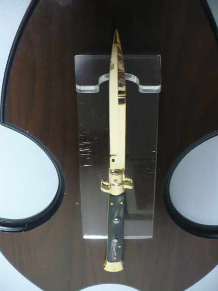 Frank Beltrame , italian stiletto placcato d'oro, pugnale - 28 cm , corno di bufalo, baionetta, modello FB 28/58B -2