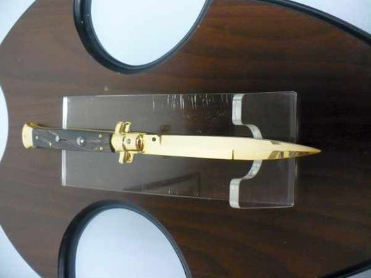 Frank Beltrame , italian stiletto placcato d'oro, pugnale - 28 cm , corno di bufalo, baionetta, modello FB 28/58B -4