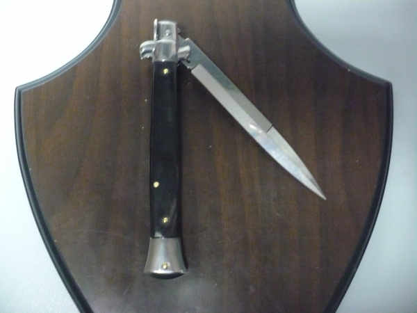 Frank Beltrame , italian stiletto , pugnale - 28 cm , corno di bufalo scuro, lama baionetta , modello FB 28/58B - 14