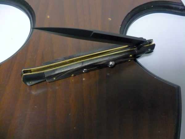 Frank Beltrame , italian stiletto , pugnale - 28 cm , corno di bufalo scuro,baionetta teflonata nero, modello FB 28/58B - 2