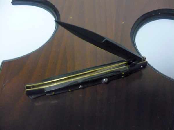 Frank Beltrame , italian stiletto , pugnale - 28 cm , corno di bufalo scuro,baionetta teflonata nero, modello FB 28/58B - 4