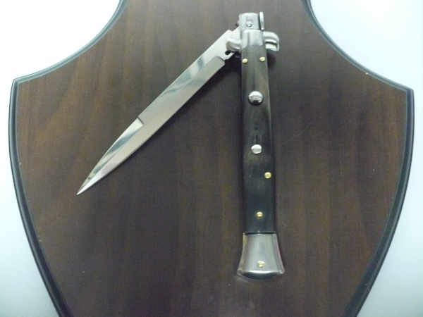 Frank Beltrame , italian stiletto , pugnale - 28 cm , corno di bufalo scuro, lama baionetta, modello FB 28/58B- 11