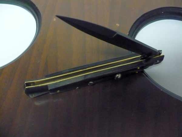 Frank Beltrame , italian stiletto , pugnale - 28 cm , corno di bufalo scuro,baionetta teflonata nero, modello FB 28/58B - 1