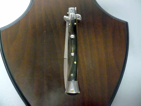 Frank Beltrame , italian stiletto , pugnale - 28 cm , corno di bufalo scuro, lama baionetta , modello FB 28/58B - 14