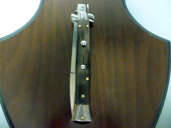 Frank Beltrame , italian stiletto , pugnale - 28 cm , corno di bufalo scuro, lama baionetta, modello FB 28/58B- 11