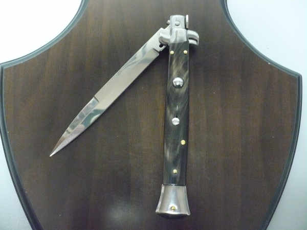 Frank Beltrame , italian stiletto , pugnale - 28 cm , corno di bufalo scuro, lama baionetta, modello FB 28/58B- 12