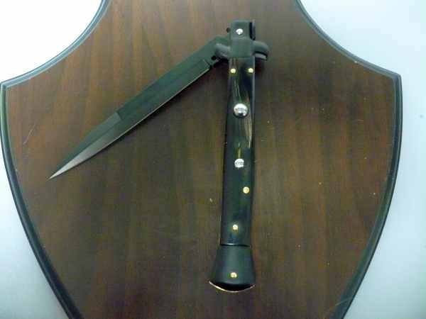 Frank Beltrame , italian stiletto , pugnale - 28 cm , corno di bufalo scuro,baionetta teflonata nero, modello FB 28/58B - 4