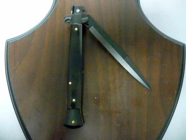 Frank Beltrame , italian stiletto , pugnale - 28 cm , corno di bufalo scuro,baionetta teflonata nero, modello FB 28/58B - 4