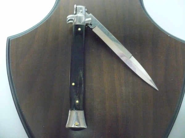 Frank Beltrame , italian stiletto , pugnale - 28 cm , corno di bufalo scuro, lama baionetta, modello FB 28/58B- 12