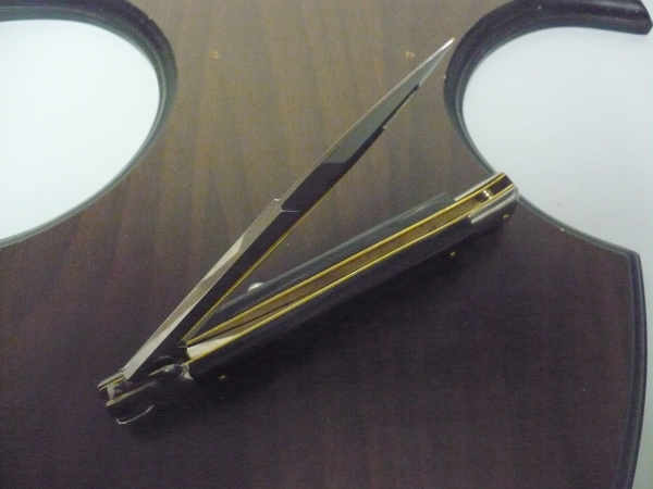 Frank Beltrame , italian stiletto , pugnale - 28 cm , corno di bufalo scuro,lama baionetta , modello FB 28/58B - 13
