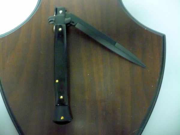 Frank Beltrame , italian stiletto , pugnale - 28 cm , corno di bufalo scuro,baionetta teflonata nero, modello FB 28/58B - 3