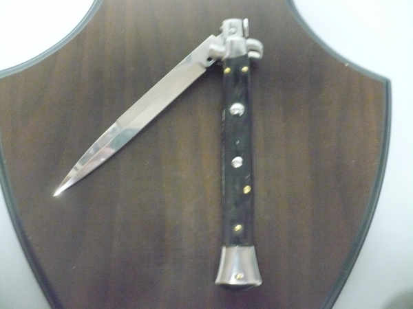 Frank Beltrame , italian stiletto , pugnale - 28 cm , corno di bufalo scuro,lama baionetta , modello FB 28/58B - 13
