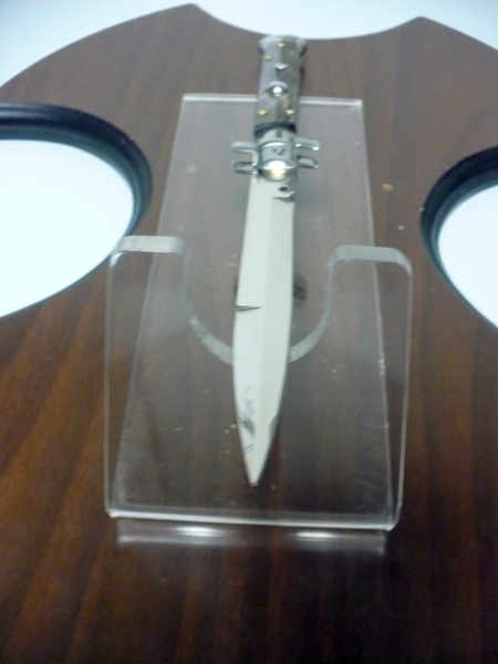 Frank Beltrame , italian stiletto , pugnale - 28 cm , corno di bufalo scuro, lama baionetta, modello FB 28/58B- 12