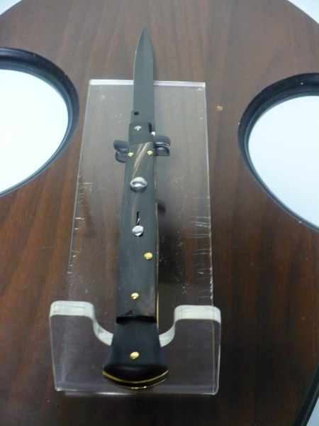 Frank Beltrame , italian stiletto , pugnale - 28 cm , corno di bufalo scuro,baionetta teflonata nero, modello FB 28/58B - 1