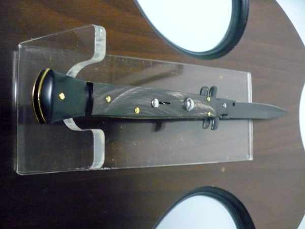 Frank Beltrame , italian stiletto , pugnale - 28 cm , corno di bufalo scuro,baionetta teflonata nero, modello FB 28/58B - 2