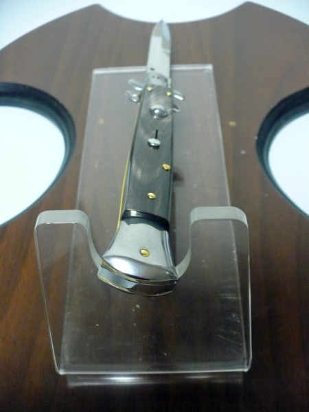 Frank Beltrame , italian stiletto , pugnale - 28 cm , corno di bufalo scuro, lama baionetta, modello FB 28/58B- 12