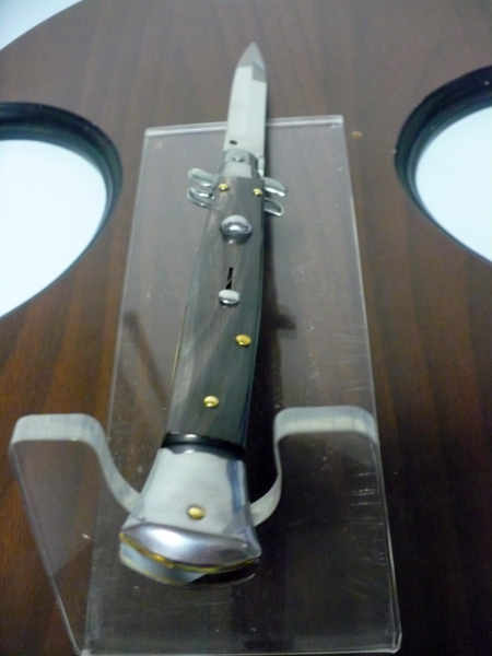 Frank Beltrame , italian stiletto , pugnale - 28 cm , corno di bufalo scuro, lama baionetta , modello FB 28/58B - 14