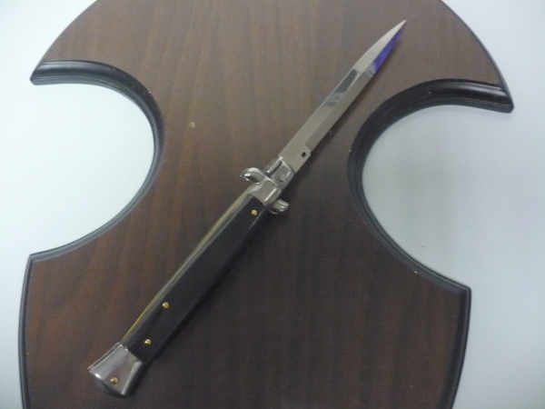 Frank Beltrame , italian stiletto , pugnale - 28 cm , corno di bufalo scuro, lama baionetta, modello FB 28/58B- 11