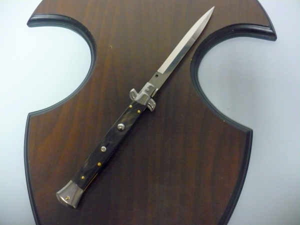 Frank Beltrame , italian stiletto , pugnale - 28 cm , corno di bufalo scuro, lama baionetta, modello FB 28/58B- 12