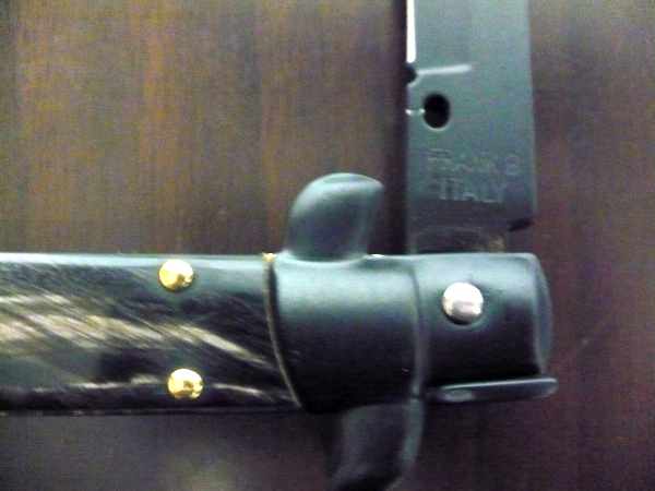 Frank Beltrame , italian stiletto , pugnale - 28 cm , corno di bufalo scuro,baionetta teflonata nero, modello FB 28/58B - 2